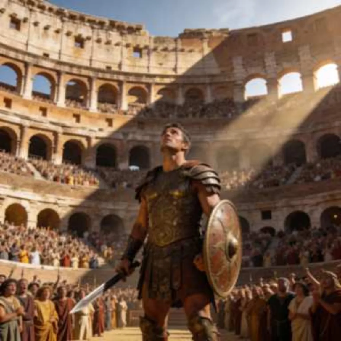 Gladiator in the arena, AI Image Upscaler example: Before