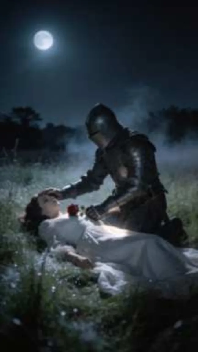 Knight at moonlight, AI Image Upscaler example: Before